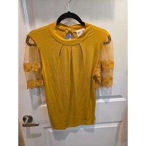 mustard yellow netted sleeved Willow Young Contemporary large blouse